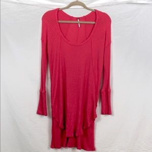 Free People Slouchy Beach Sweater Hot Pink